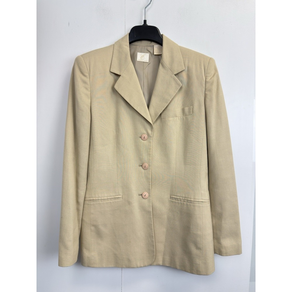 Emma James Linen Blend Blazer Women's 8 Jacket Long Sleeve Tan Business Pockets